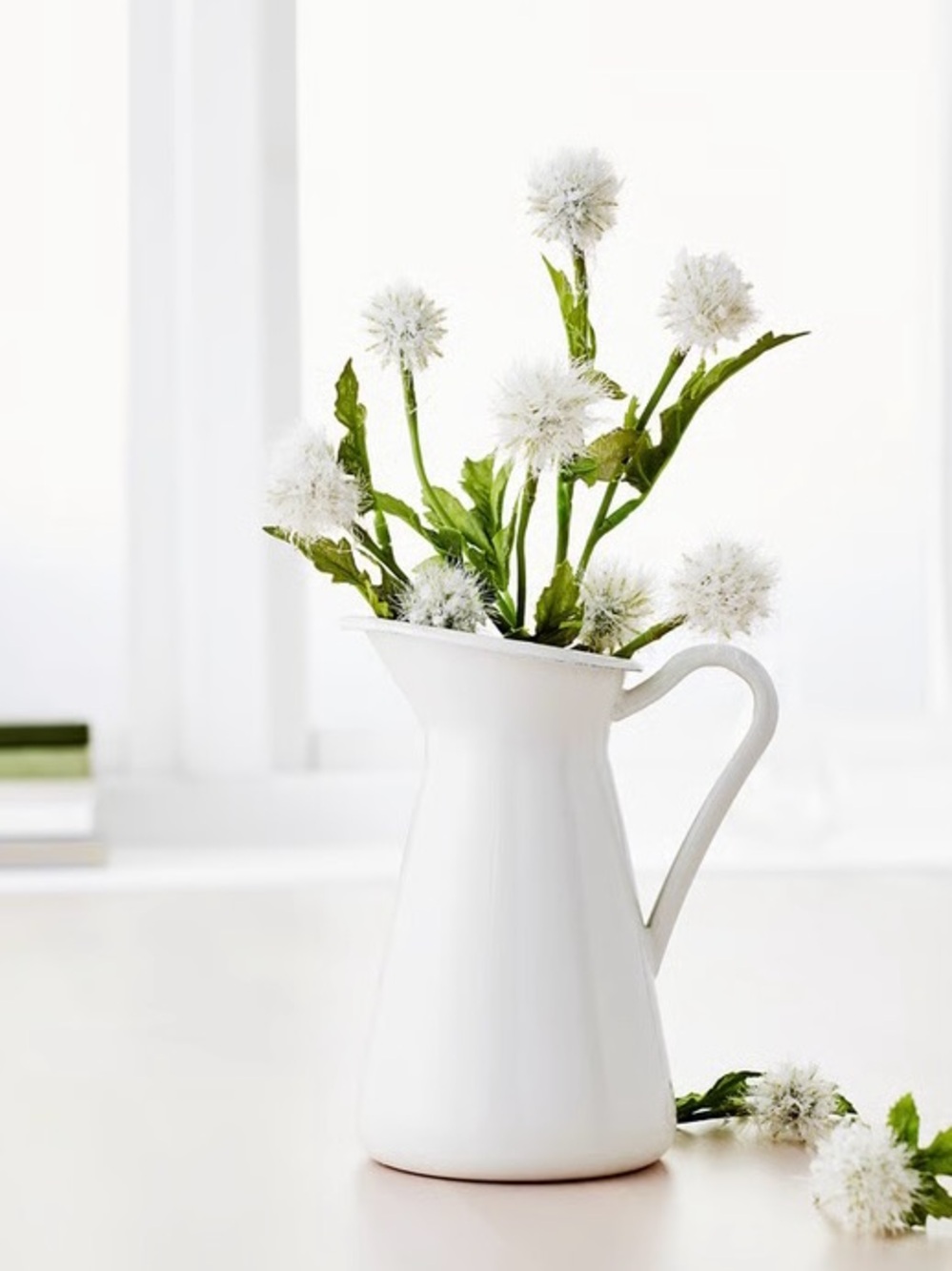 Off White Steel / Enamel Pitcher / Vase - Picture 3 of 4